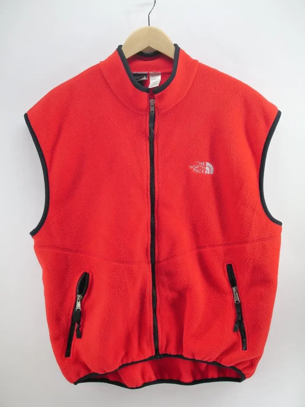 Vintage 90s The North Face Mens Red Fleece Full‎ Zip Vest Size XL